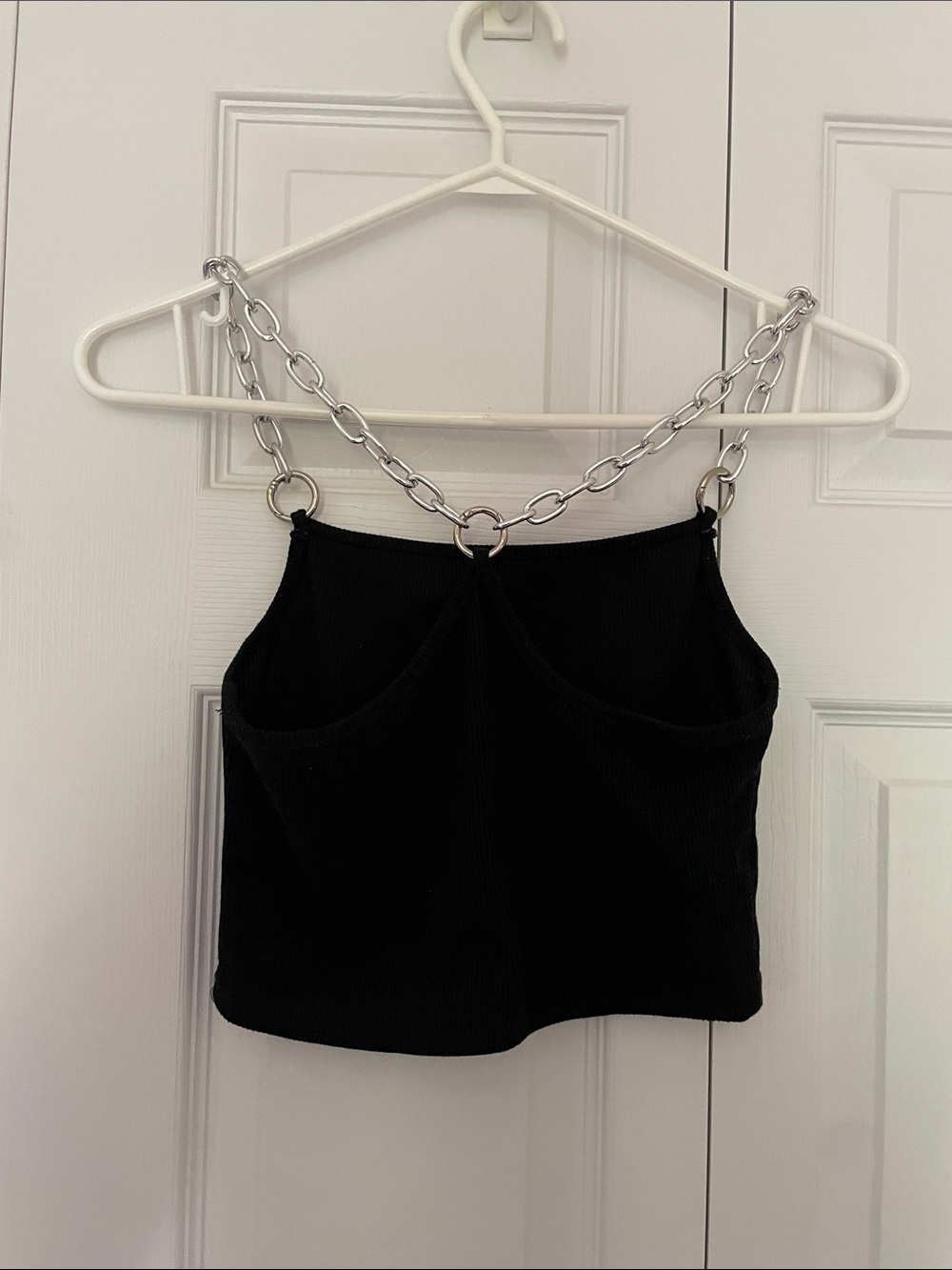Black Chain Strap Haulter Top